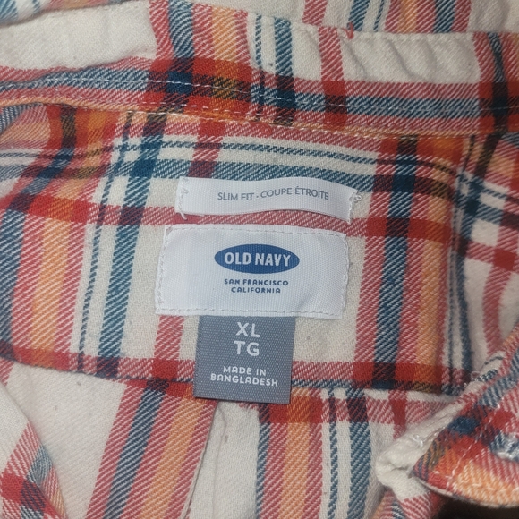 Old Navy Men's Orange Plaid Shirt XL - Picture 4 of 4
